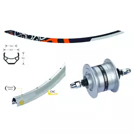 Koło przód 26" piasta prądnica Shimano 6V 3W