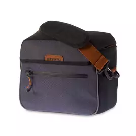 Torba na kierownicę BASIL MILES HANDLEBAR BAG BE 6L, wodoodporny poliester, granatowa + Płytka mocująca do kosza BASIL BASEASY (bez wspornika)
