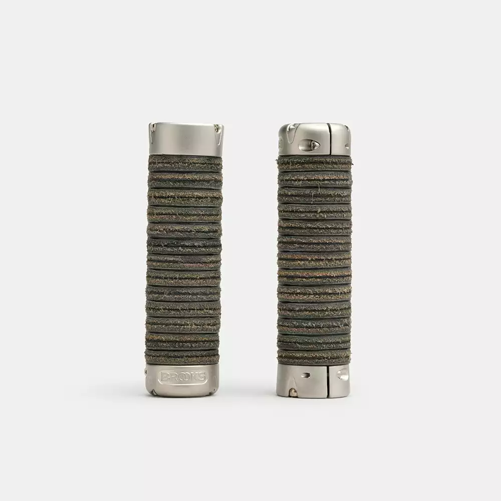 Chwyty BROOKS PLUMP LEATHER GRIPS 130 Black - Regulowane