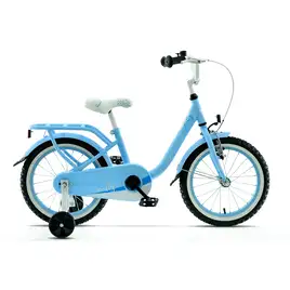 Kands Nelly 16" w pastelowym, niebieskim kolorze, z bocznymi kółkami i bagażnikiem.