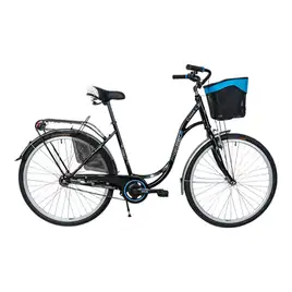 Majdller Cama 6.1 w kolorze czarnym – widok boczny klasycznego roweru miejskiego z koszykiem.