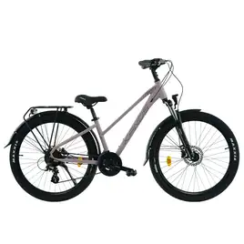 Rower Kands Agnes 27,5 2025 z obniżoną ramą, bagażnikiem i amortyzacją przodu w jasnym kolorze