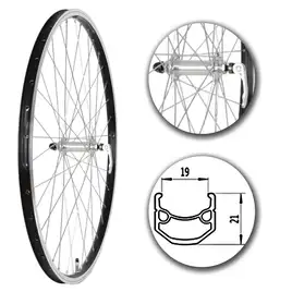 Przednie koło rowerowe 28 cali z czarną obręczą stożkową, aluminiowa piasta na szybkozamykacz, 36 szprych