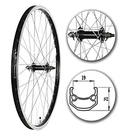 Koło przednie rowerowe 26 cali z czarną aluminiową obręczą stożkową pod V-Brake