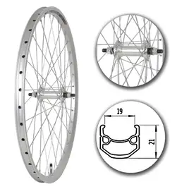 Koło przednie rowerowe 24 cale srebrne z aluminiową obręczą stożkową pod V-Brake